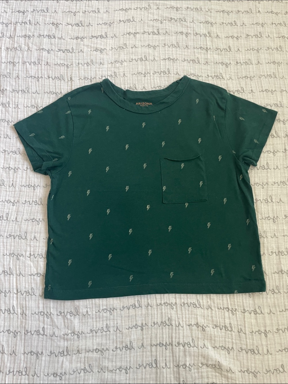 Arizona Jean Company Forest Green Pocket Tee with Lightning Motif